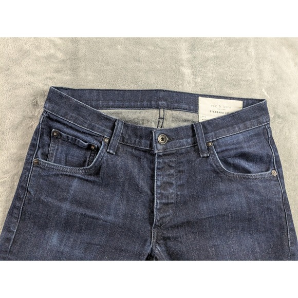 Rag & Bone Standard Issue Jeans Mens 29x27 Blue Dark Wash Fit 2 Slim Button Fly - Picture 3 of 15